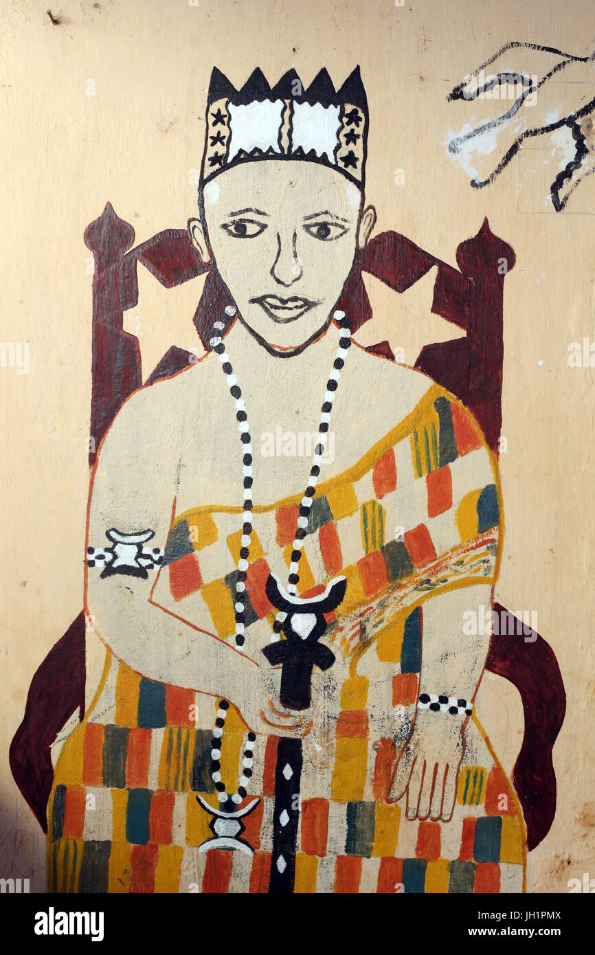 Voodoo-Wandgemälde an ein Kloster. Togoville, Togo. Stockfoto