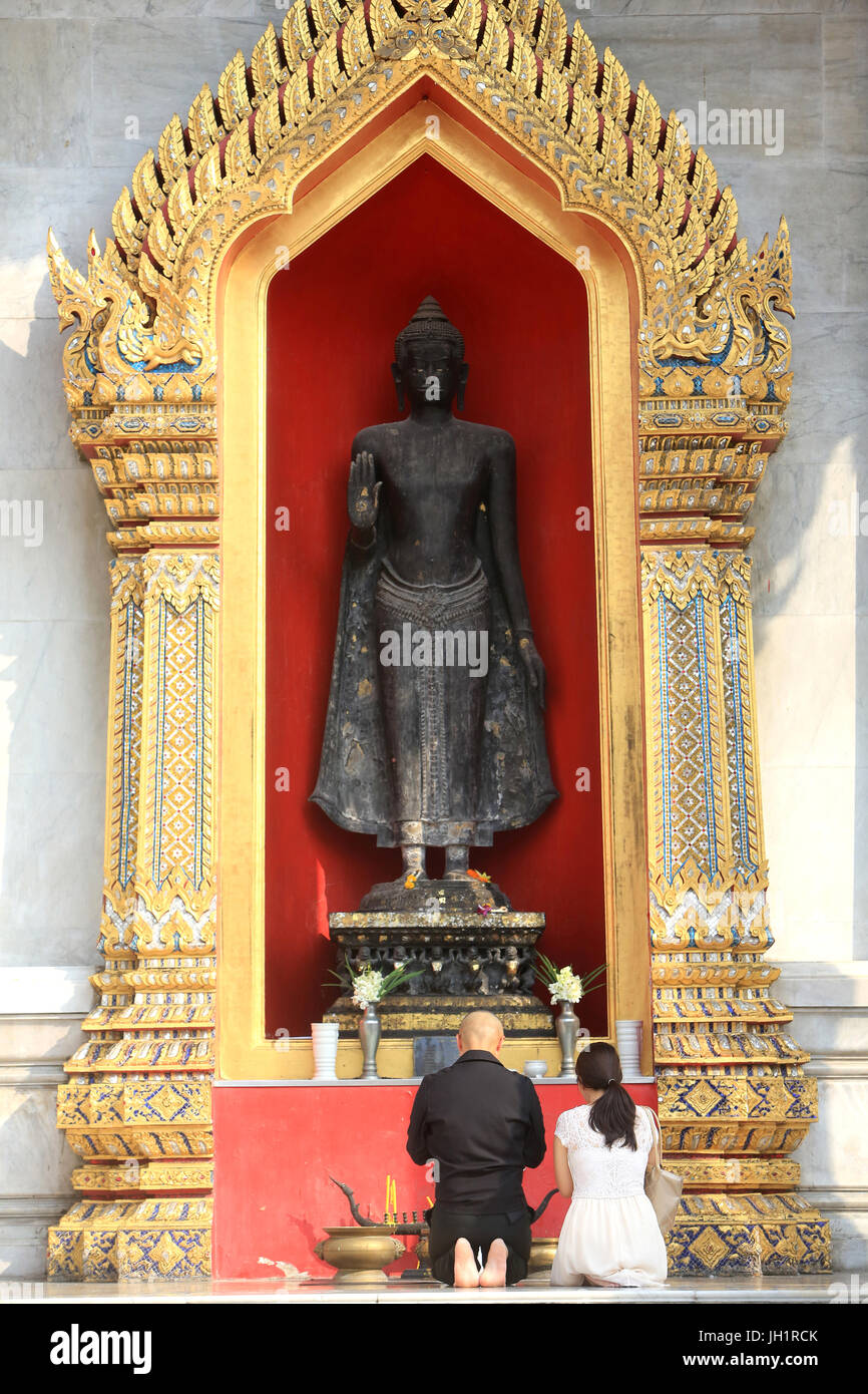 Marmor-Tempel. Wat Benchamabophit Dusitvanaram Ratchaworawiharn. 1899. Bangkok.  Thailand. Stockfoto