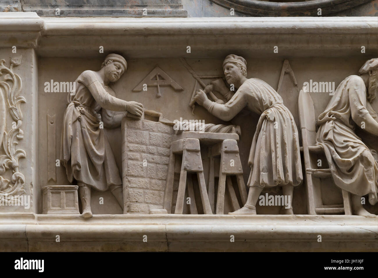 Orsanmichele Wand Schnitzereien, Zunft der Zimmerleute, Florenz, Italien, Europa Stockfoto