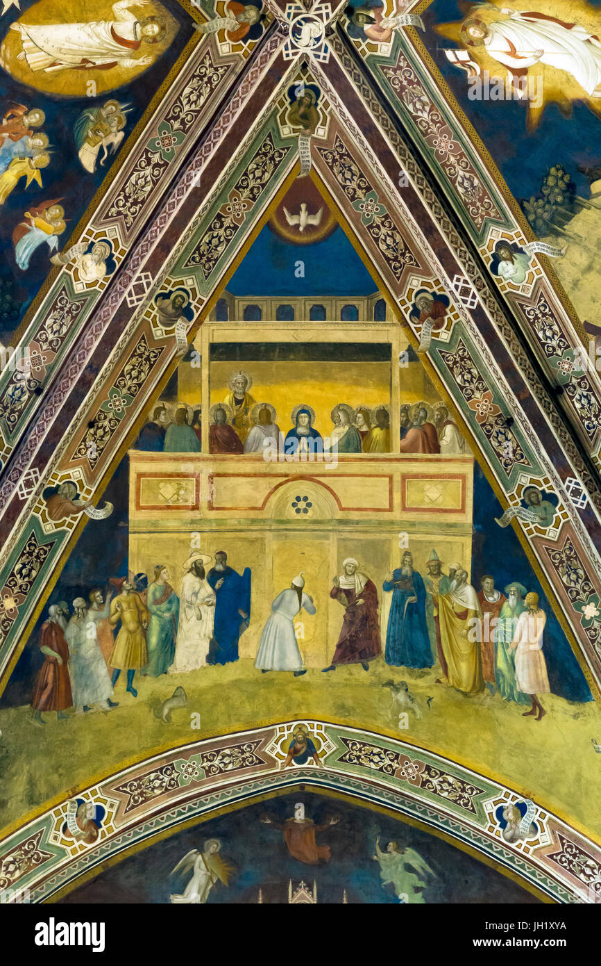 Wunder von Pfingsten, Fresken von Andrea di Bonaiuto, 1365-1367, Apsis Kapelle oder spanische Kapelle, Santa Maria Novella, Florenz, Toskana, Italien, Eur Stockfoto