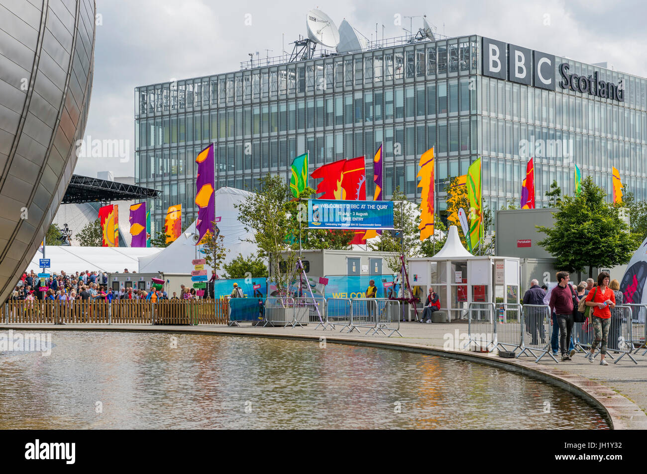 Glasgow, Scotland, UK - 1. August 2014: The BBC Scotland Hauptquartier Pacific Quay in Glasgow. Stockfoto
