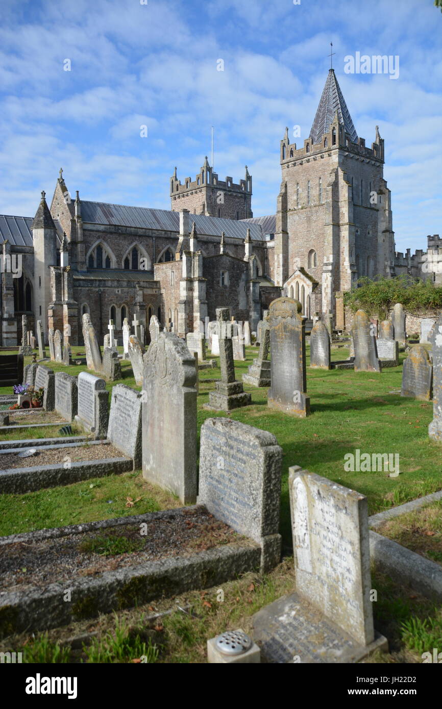 Der St. Maria Kirche, Mitte 14. Jahrhundert Kirche, im Devon Stadt Ottery St Mary, Quartal größe Kathedrale von Exeter im Querformat aufgenommen Stockfoto