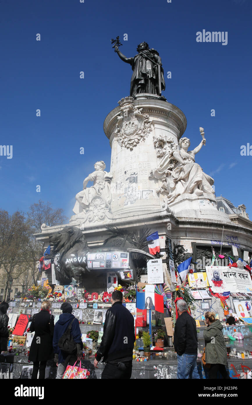 Place De La République. Statue der Republik. Paris.  Frankreich. Stockfoto
