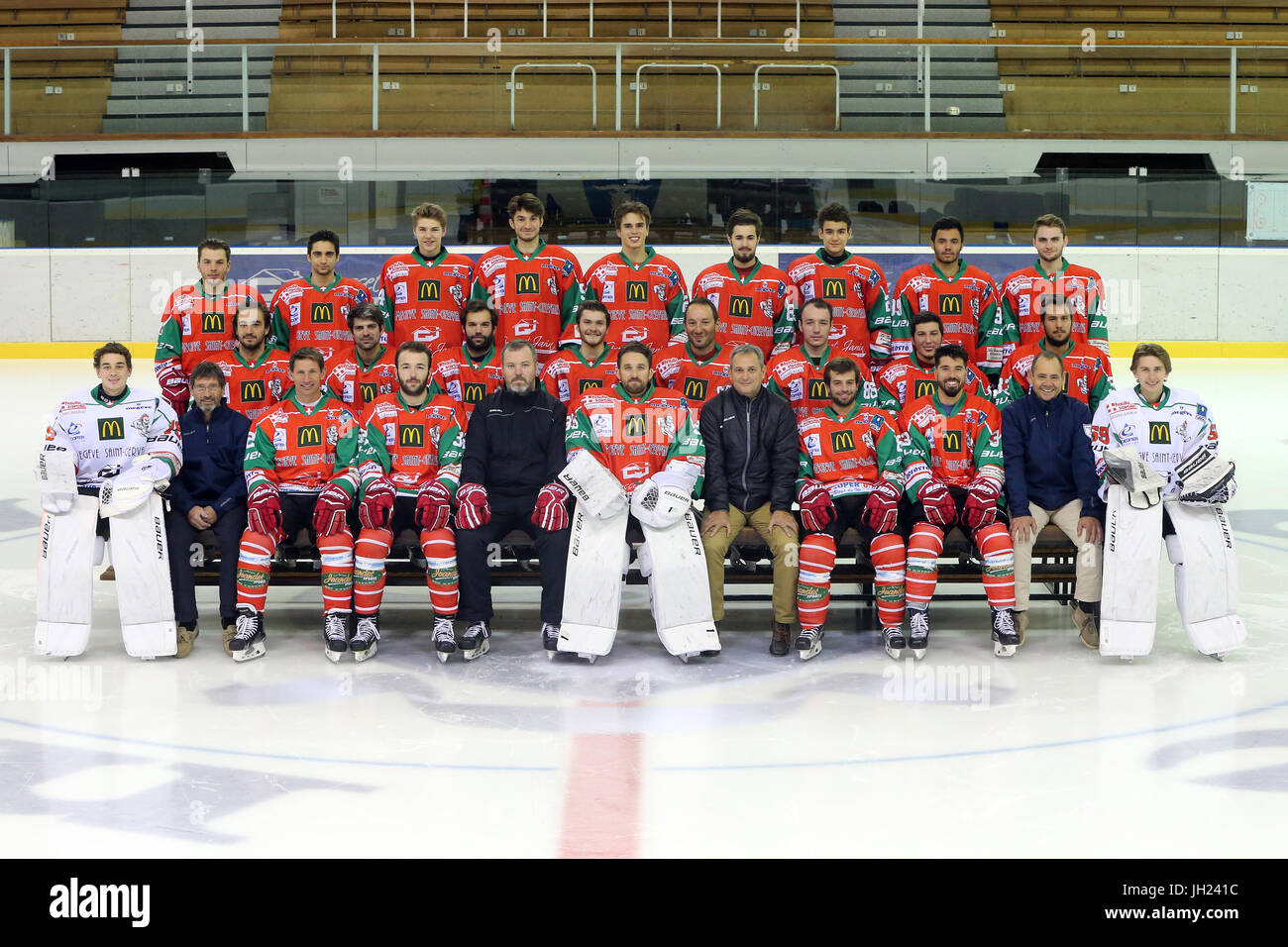 Eishockey-Spiel.  Hockey-Team.  Frankreich. Stockfoto