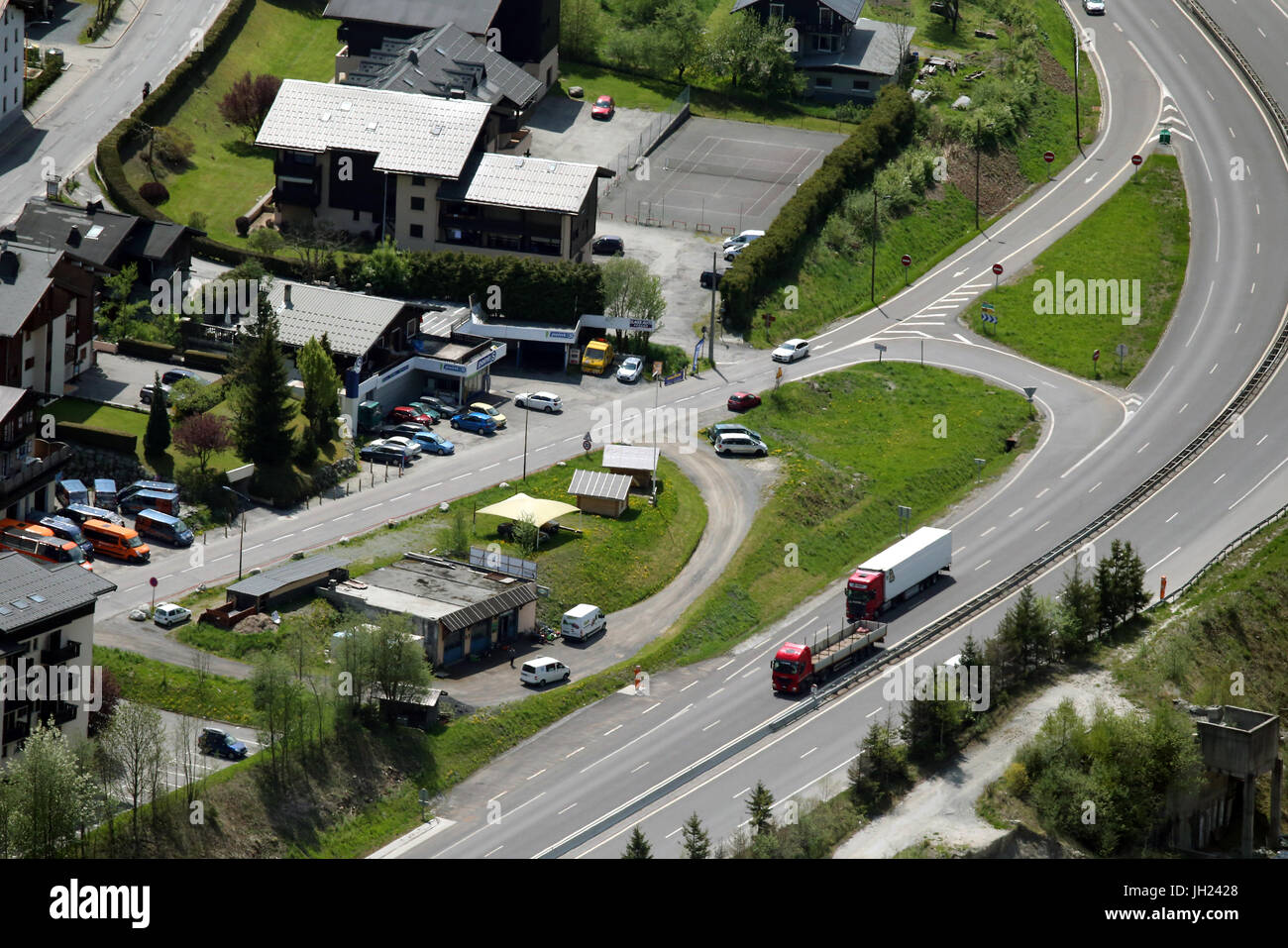 Das Tal von Chamonix. Autobahn.  Frankreich. Stockfoto