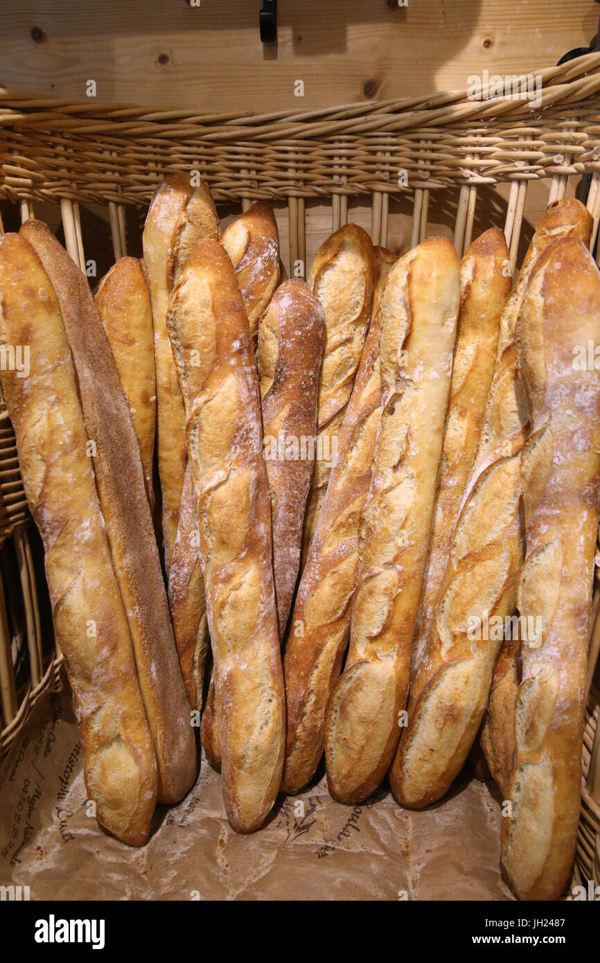 Bäckerei. Französische Baguettes.  Frankreich. Stockfoto