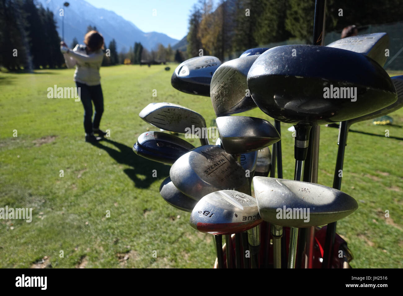 Chamonix-Golf. Golf-Spieler. Frankreich. Stockfoto
