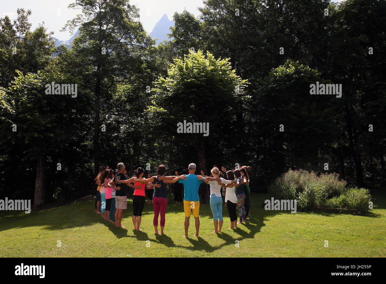 Chamonix-Yoga-Festival.  Frankreich. Stockfoto