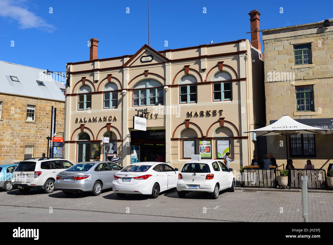 Obstmarkt in Salamanca Place in Hobart, Tasmanien, Australien Stockfoto