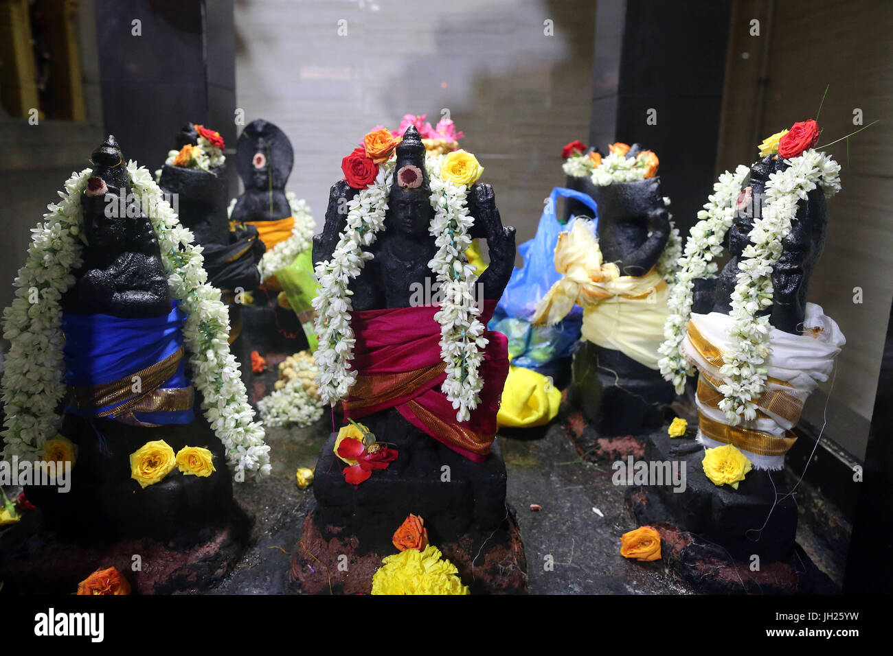 Sri Veeramakaliamman Hindu-Tempel. Hindu-Götter.  Singapur. Stockfoto