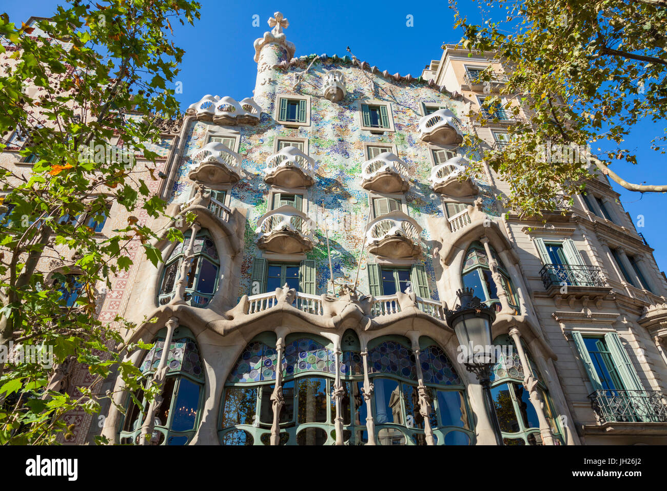 Casa Batllo, einem modernistischen Gebäude von Antoni Gaudi, UNESCO, am Passeig de Gracia, Barcelona, Katalonien (Catalunya), Spanien Stockfoto