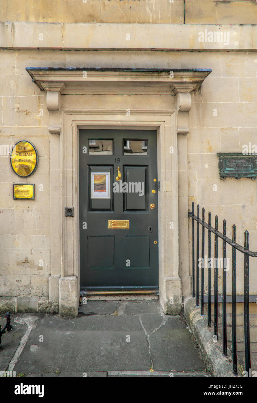 Eingang zum Herschel Museum von Astronomie in Bath, Großbritannien. Stockfoto