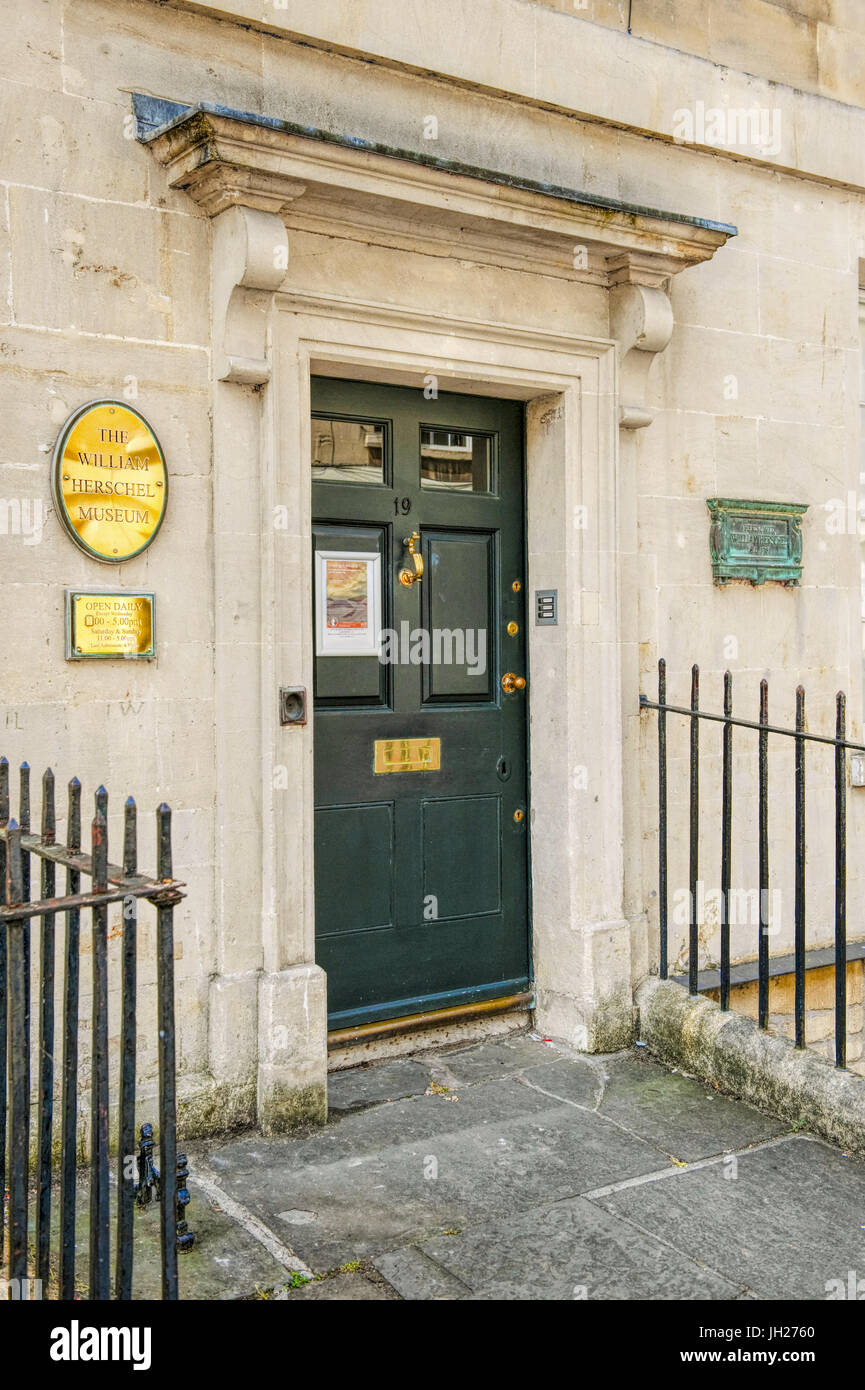 Eingang zum Herschel Museum von Astronomie in Bath, Großbritannien. Stockfoto