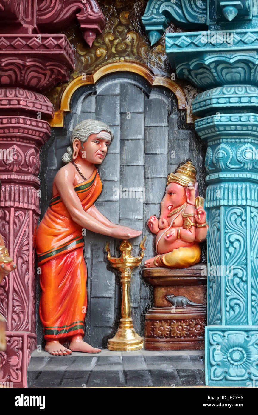 Hindu-Tempel Sri Vadapathira Kaliamman. Ganesha auch bekannt als Ganapati und Vinayaka, gehört zu den am meisten verehrten Gottheiten im hinduistischen Pantheon.  Sünde Stockfoto