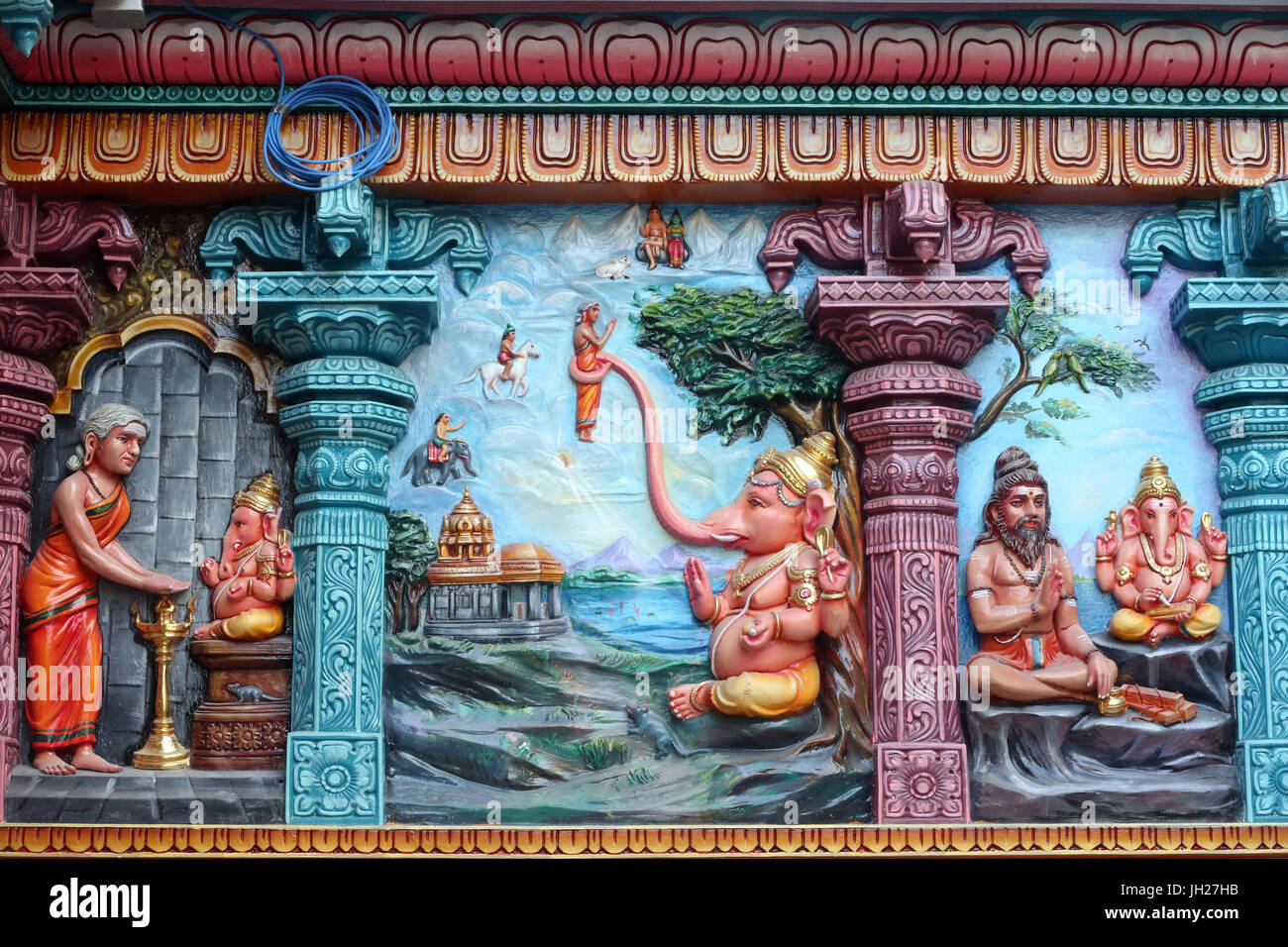 Hindu-Tempel Sri Vadapathira Kaliamman. Ganesha auch bekannt als Ganapati und Vinayaka, gehört zu den am meisten verehrten Gottheiten im hinduistischen Pantheon.  Sünde Stockfoto