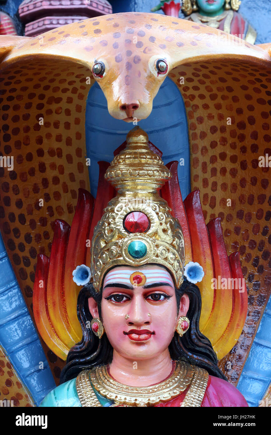 Hindu-Tempel Sri Vadapathira Kaliamman. Hindu-Göttin.  Singapur. Stockfoto