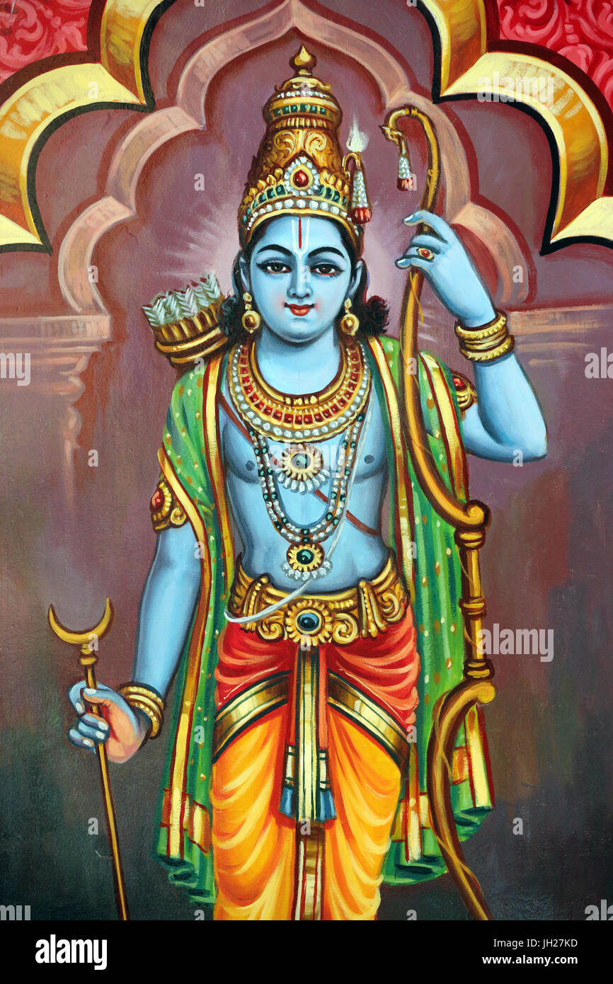 Hindu-Tempel Sri Vadapathira Kaliamman. Avatara von Vishnu.  Lord Rama 7. Inkarnation.  Singapur. Stockfoto