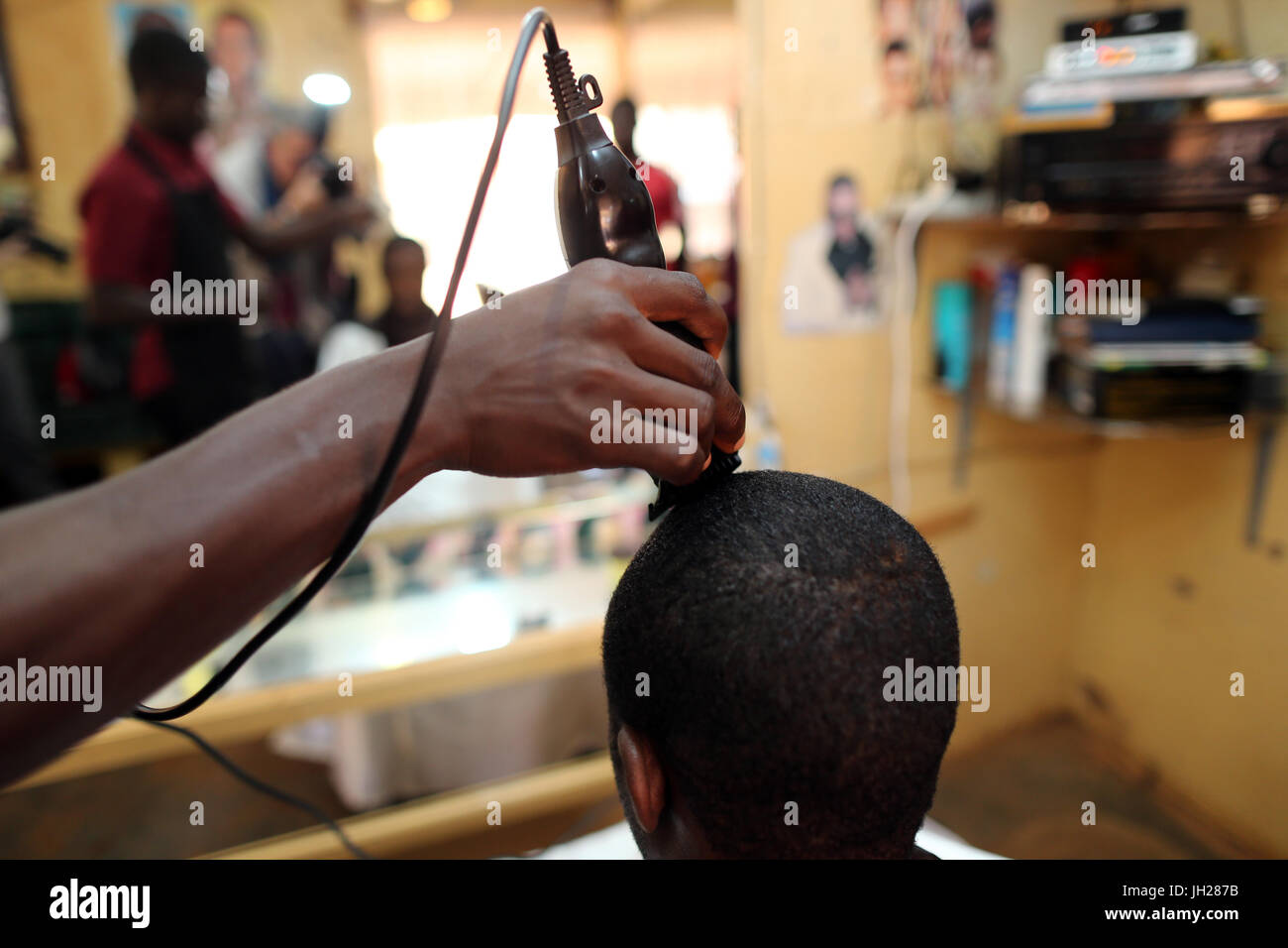 Barbershop. Friseur Werkstatt in Afrika. Lome. Togo. Stockfoto