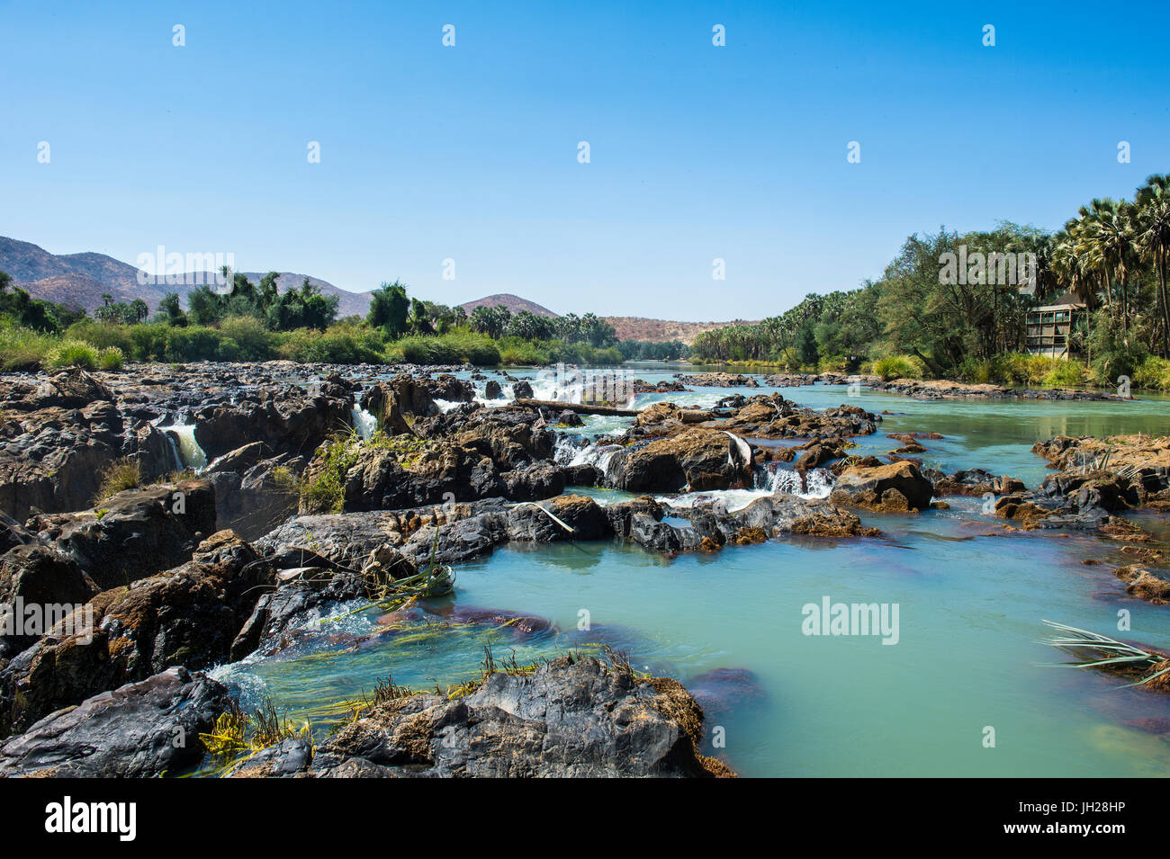 Epupa fällt auf dem Kunene-Fluss an der Grenze zwischen Angola und Namibia, Namibia, Afrika Stockfoto