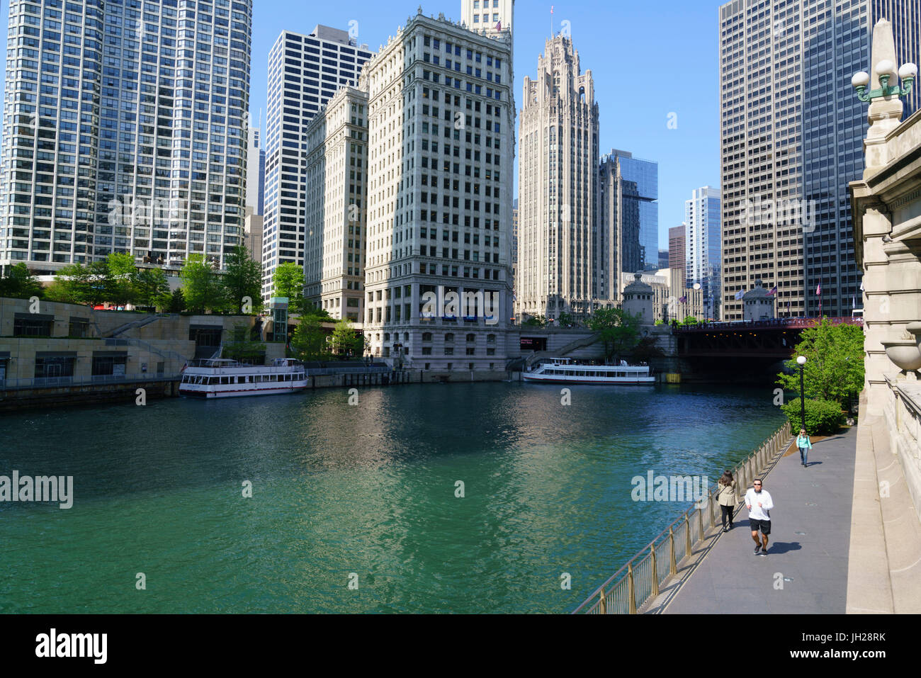 Chicago River Walk, Chicago, Illinois, Vereinigte Staaten von Amerika, Nordamerika Stockfoto