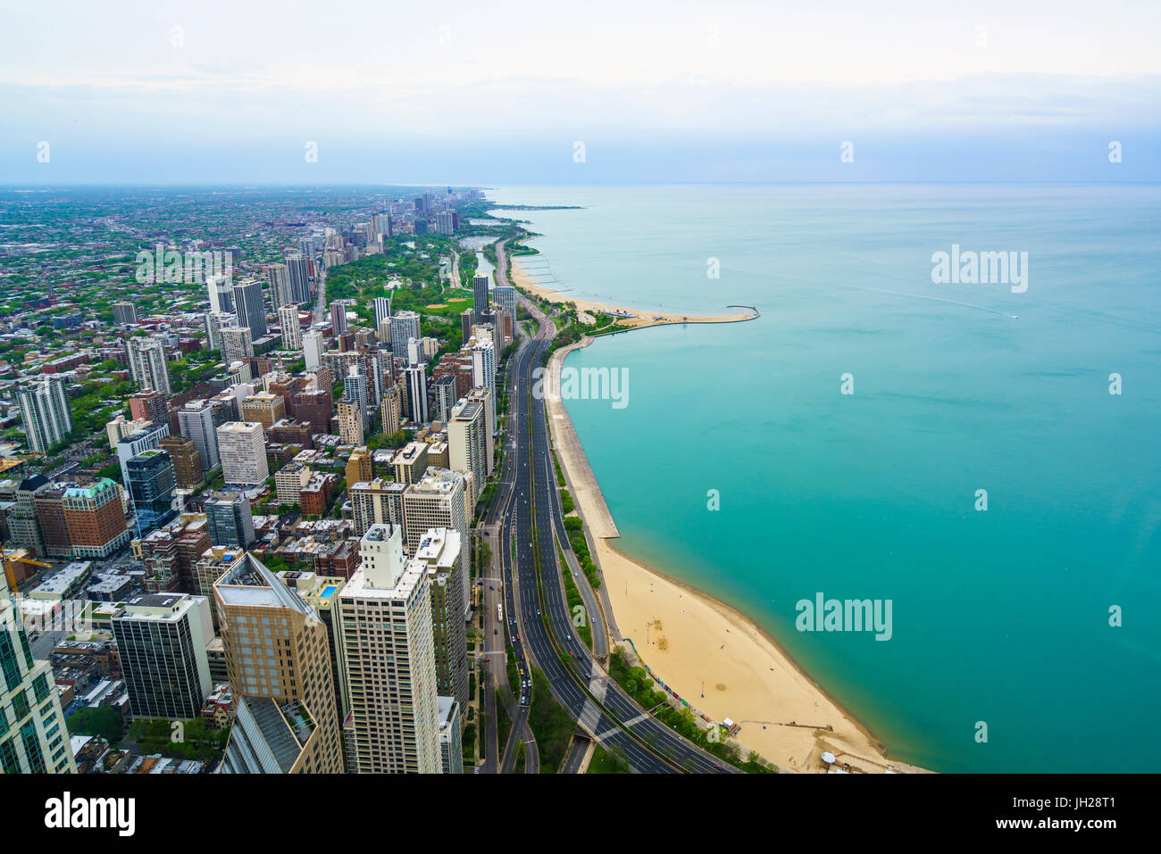 Skyline von Chicago und Lake Michigan und Chicago, Illinois, Vereinigte Staaten von Amerika, Nordamerika Stockfoto