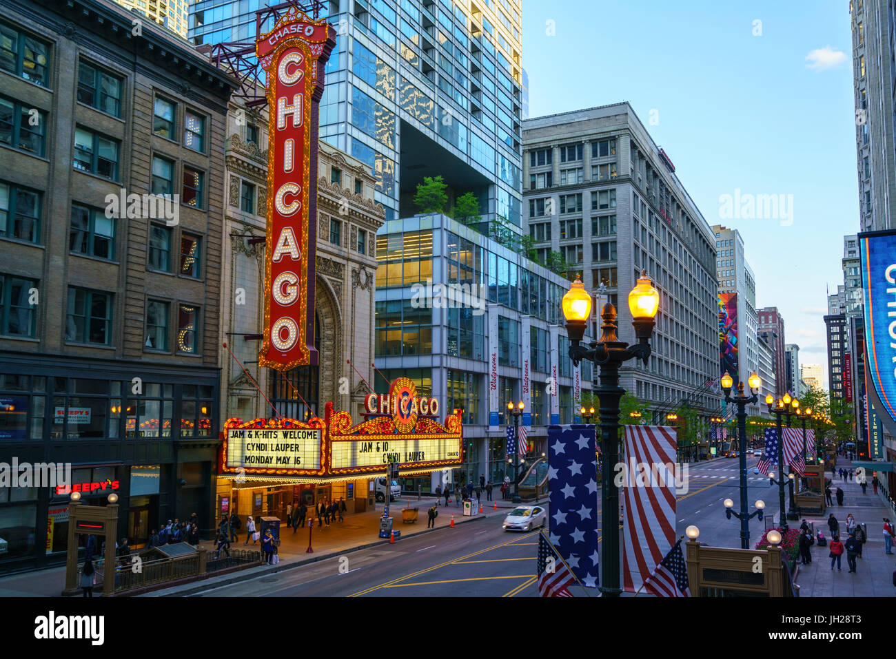 Chicago Theater am North State Street, Chicago, Illinois, Vereinigte Staaten von Amerika, Nordamerika Stockfoto