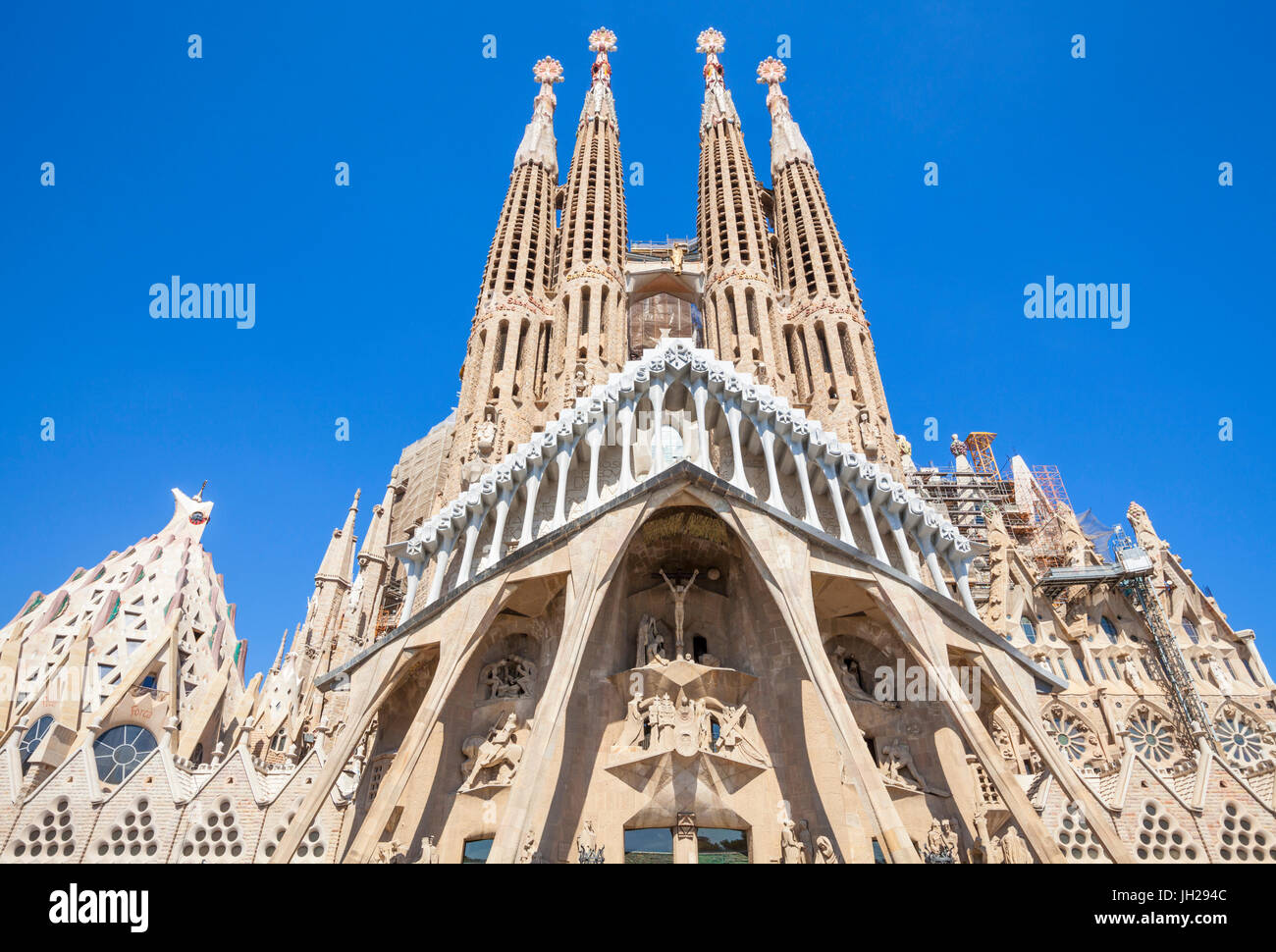 Kirche La Sagrada Familia von Antoni Gaudi entworfen, wieder Ansicht, UNESCO, Barcelona, Katalonien (Catalunya), Spanien Stockfoto