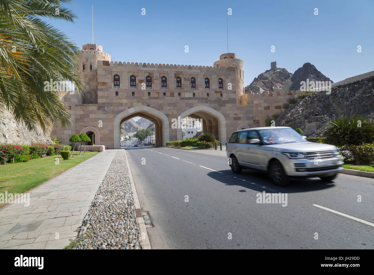 Muscat Gate und Eingang zur Stadt Muscat, Maskat, Oman, Nahost Stockfoto