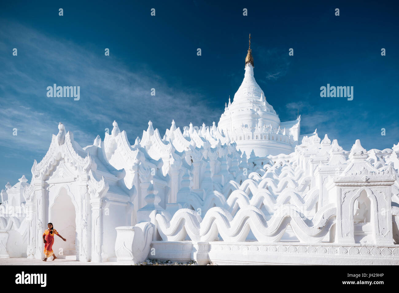 Außenseite des Hsinbyume Paya, Mingun, Mandalay Region, Myanmar (Burma), Asien Stockfoto