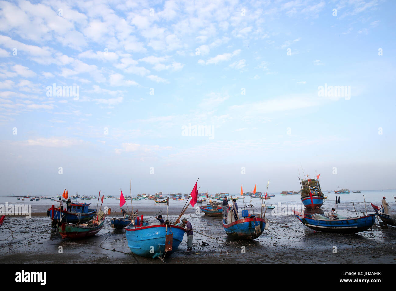 Vung Tau Strand. Angelboote/Fischerboote.  Vietnam. Stockfoto