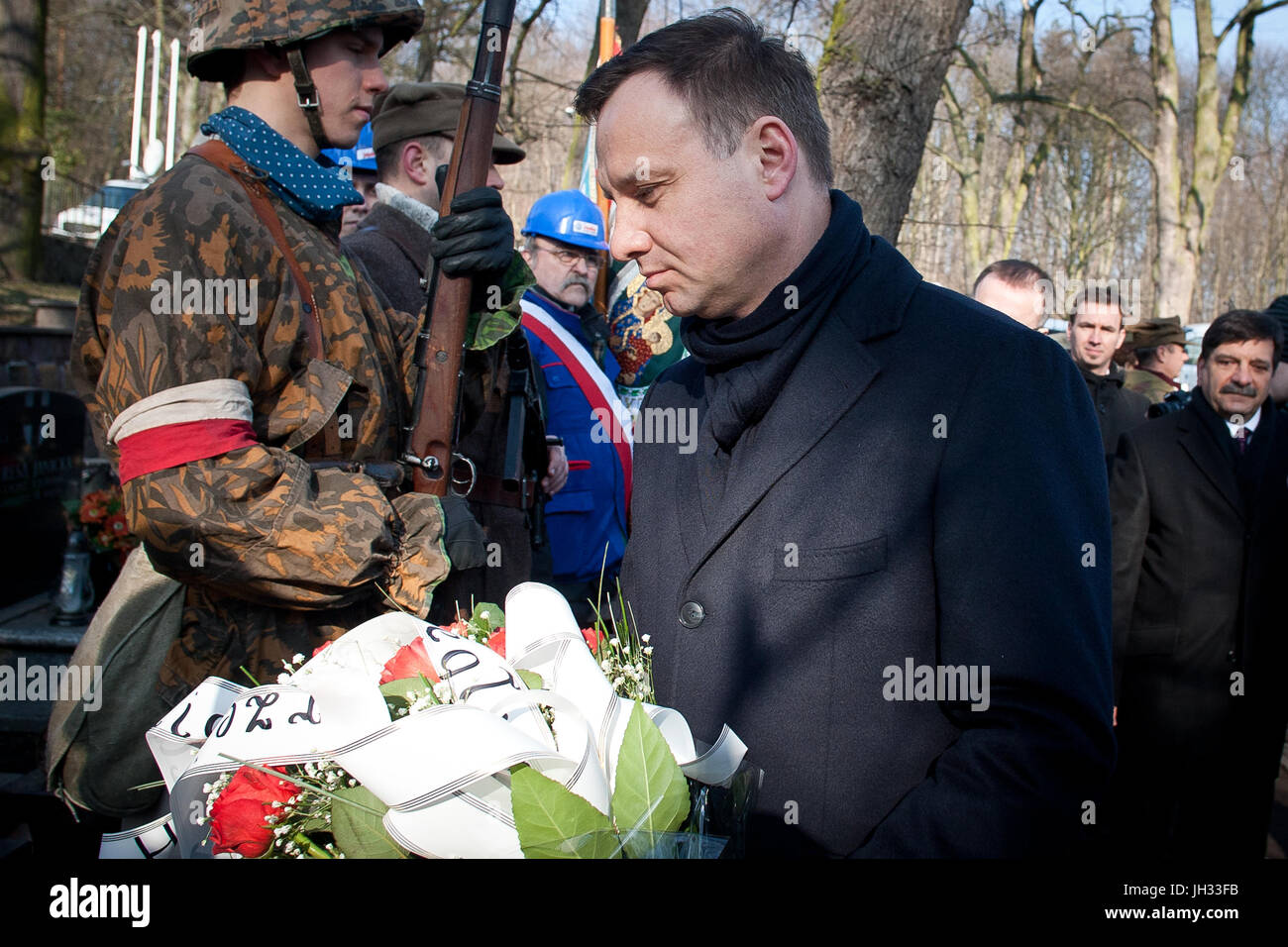 Präsident von Polen Andrzej Duda während Präsidentenkampagne im Jahr 2015. Stockfoto