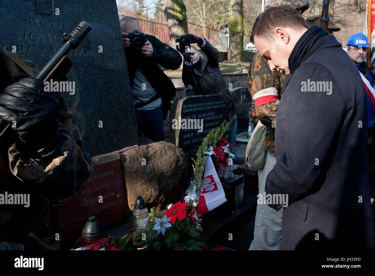 Präsident von Polen Andrzej Duda während Präsidentenkampagne im Jahr 2015. Stockfoto