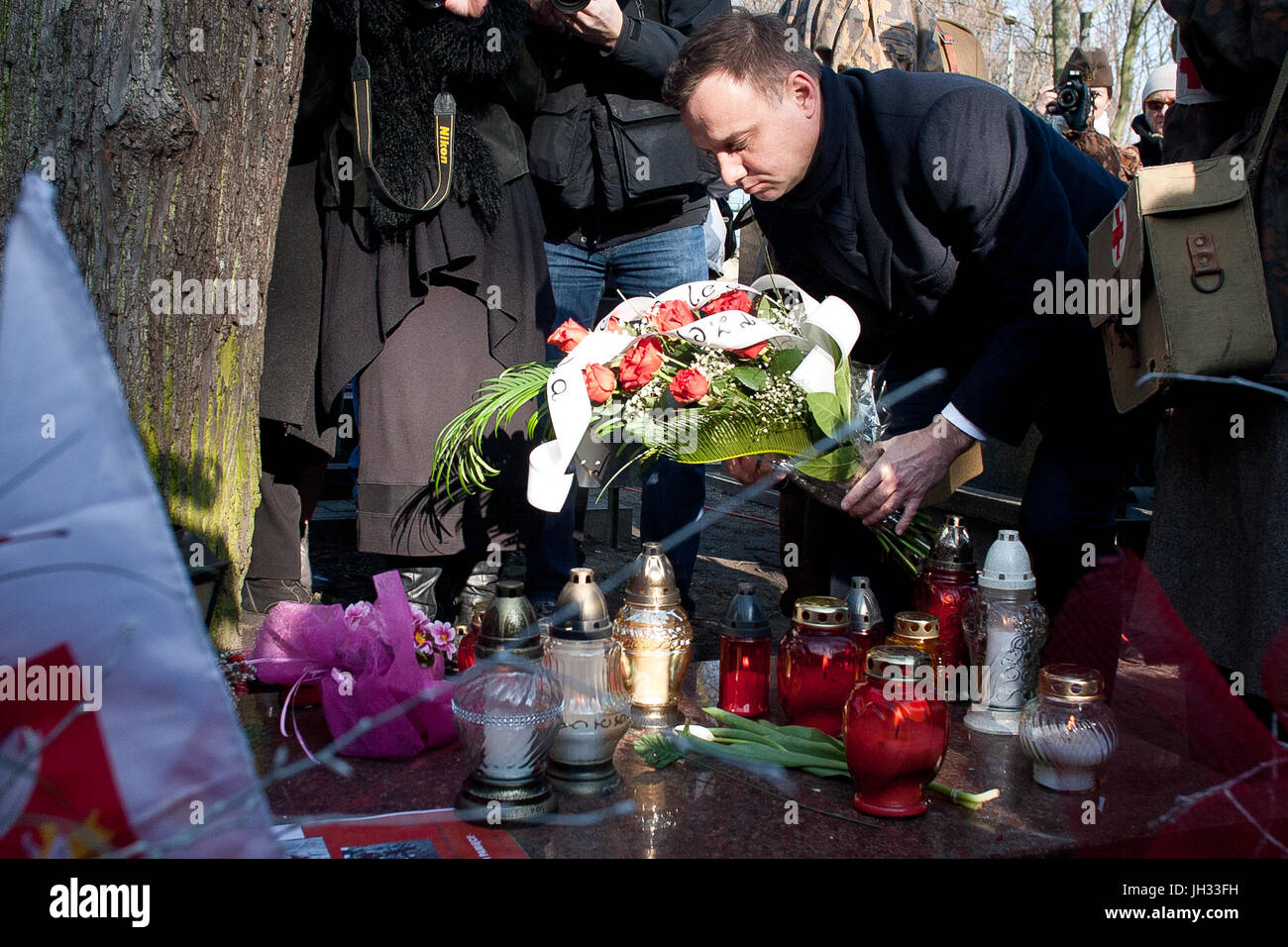 Präsident von Polen Andrzej Duda während Präsidentenkampagne im Jahr 2015. Stockfoto