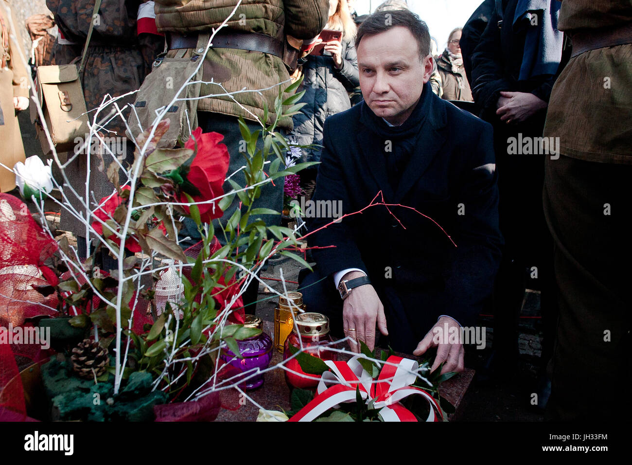 Präsident von Polen Andrzej Duda während Präsidentenkampagne im Jahr 2015. Stockfoto
