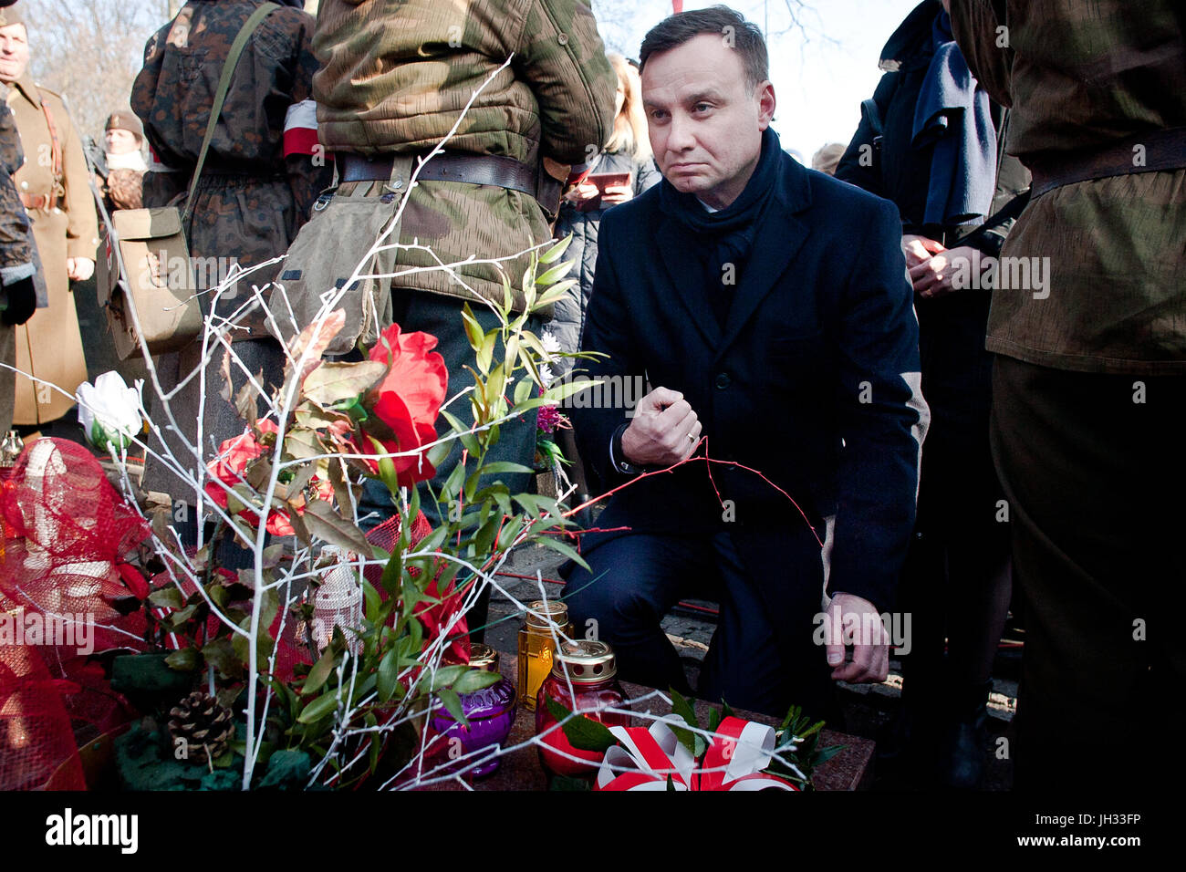 Präsident von Polen Andrzej Duda während Präsidentenkampagne im Jahr 2015. Stockfoto