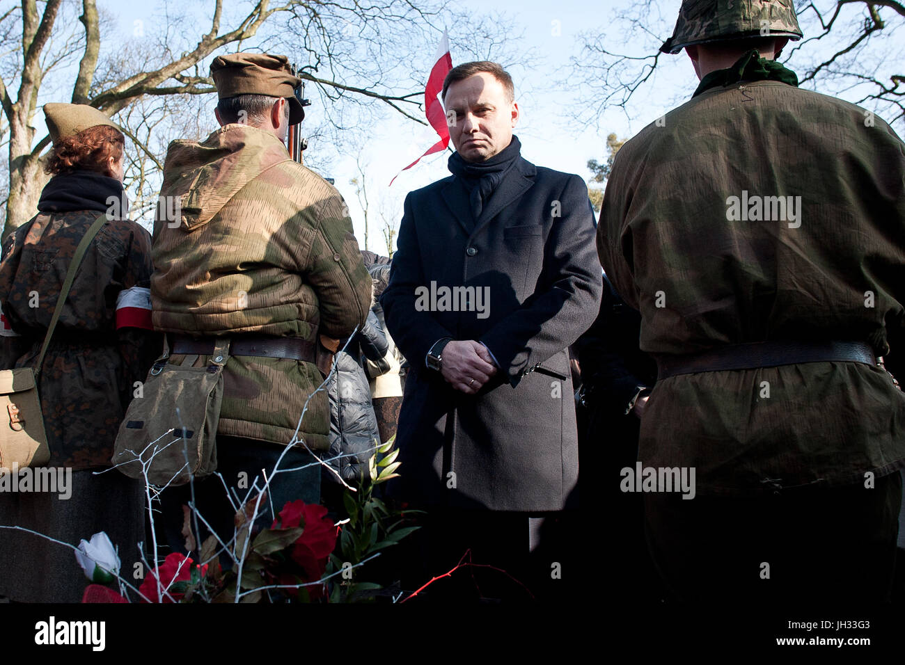 Präsident von Polen Andrzej Duda während Präsidentenkampagne im Jahr 2015. Stockfoto