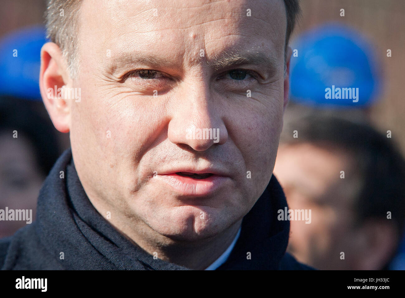 Präsident von Polen Andrzej Duda während Präsidentenkampagne im Jahr 2015. Stockfoto