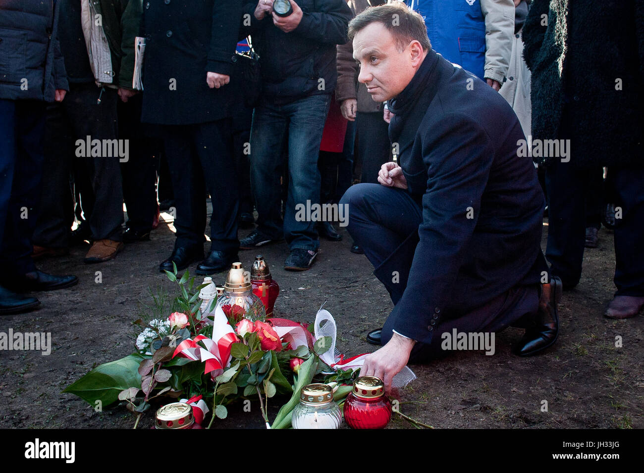 Präsident von Polen Andrzej Duda während Präsidentenkampagne im Jahr 2015. Stockfoto