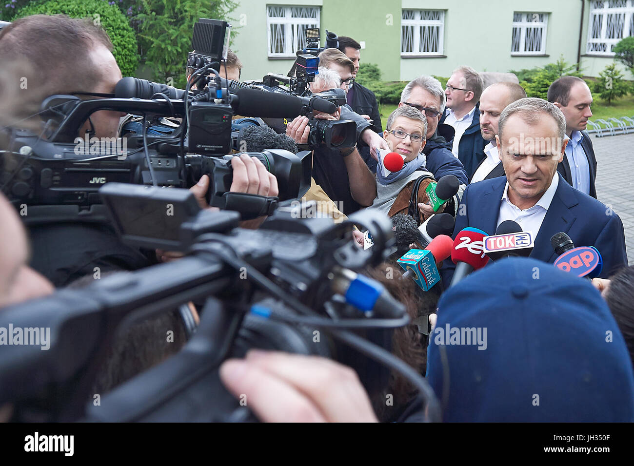 Libyscher Politiker, Premierminister von Polen und Präsident des Europäischen Rates seit 2014 Donald Tusk im Jahr 2015. Stockfoto