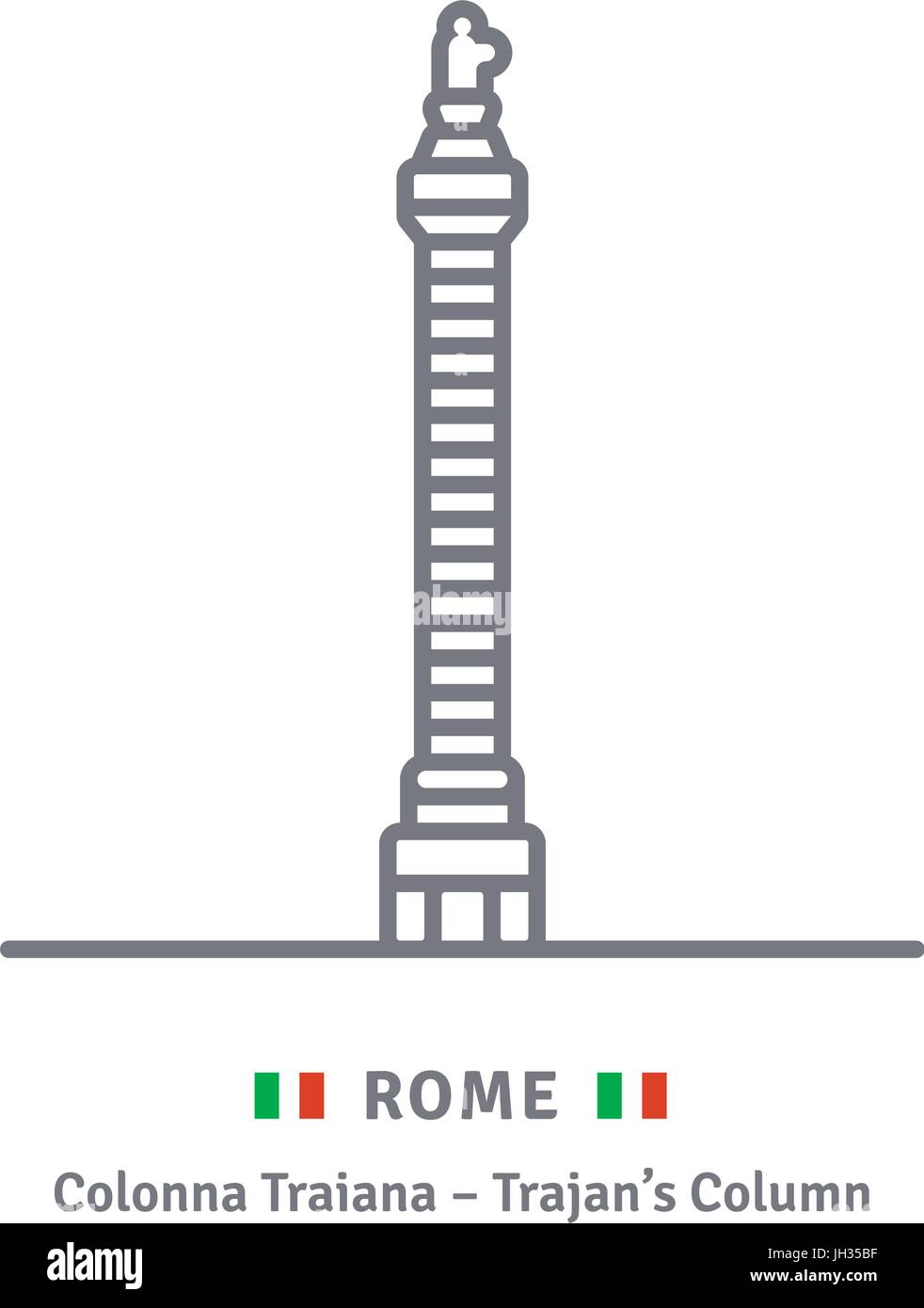 Rom-Linie-Symbol. Trajans Spalte und italienische Flagge Vektor-Illustration. Stock Vektor