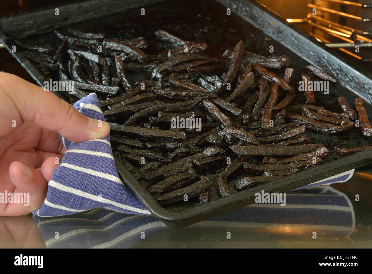 Verbrannte Backofen Pommes Frites zubereitet Stockfoto