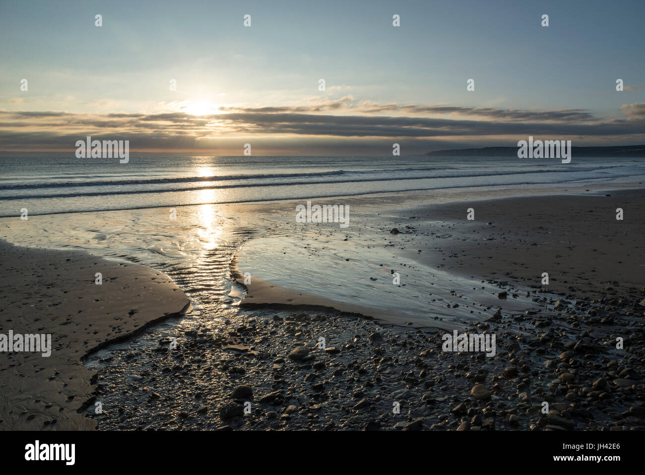 Schönen Morgen im Hunmanby Sands Filey Bay in North Yorkshire, England. Stockfoto