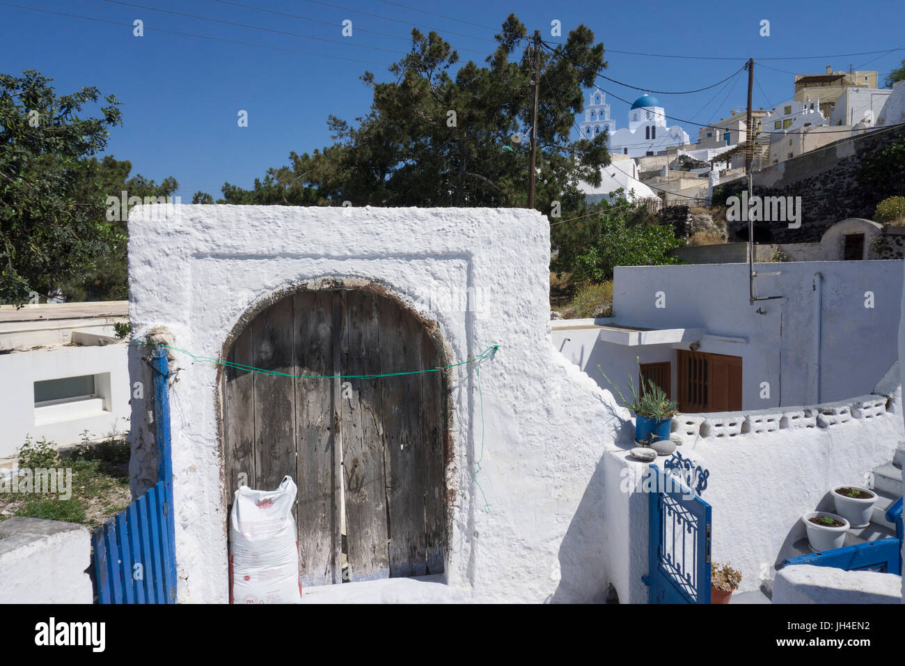 Das Dorf Pirgos, Santorin, Kykladen, aegaeis, Griechenland, Mittelmeer, Europa | Das Dorf Pirgos, Santorini, Kykladen, Griechenland, Mittelmeer, e Stockfoto