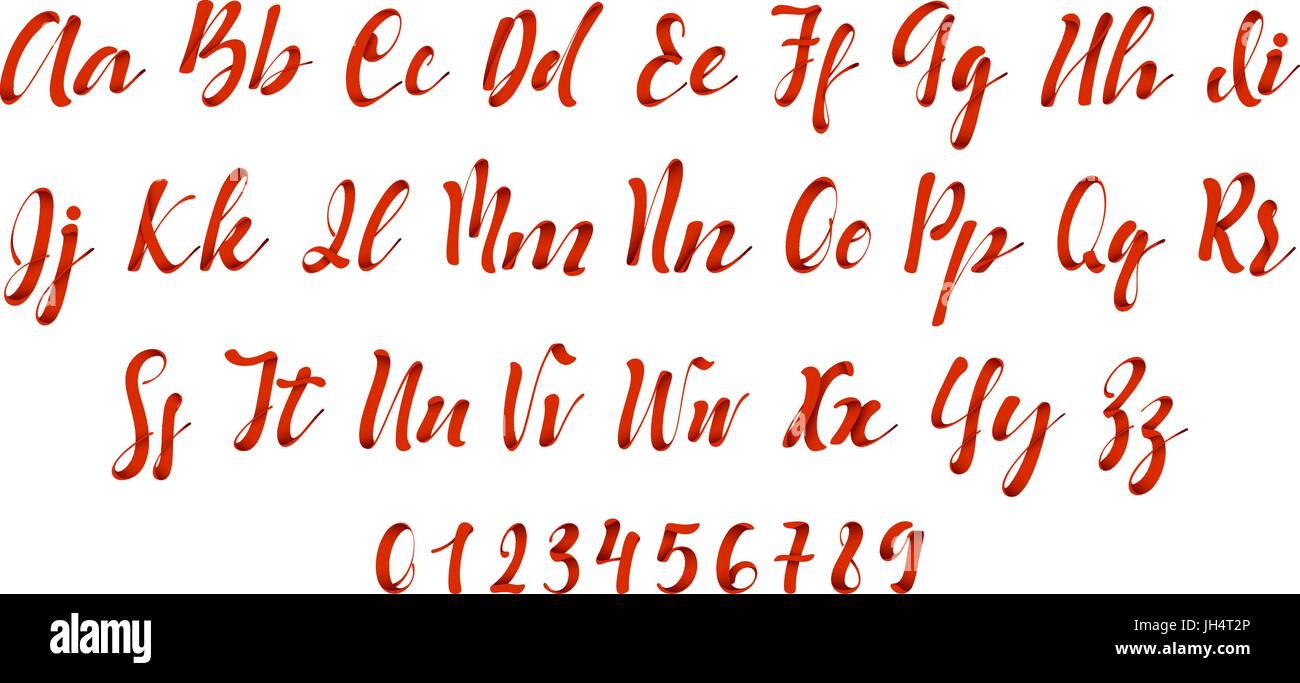 Lateinischen Alphabets rot. Buchstaben Schrift Stil Band Stock-Vektorgrafik  - Alamy