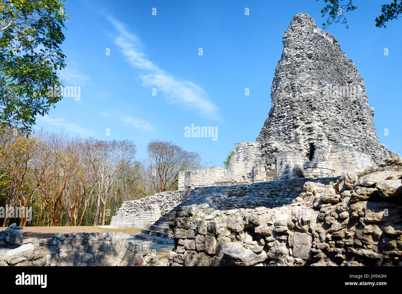 Maya-Ausgrabungsstätte Xpujil, Halbinsel Yucatan in Mexiko Stockfoto