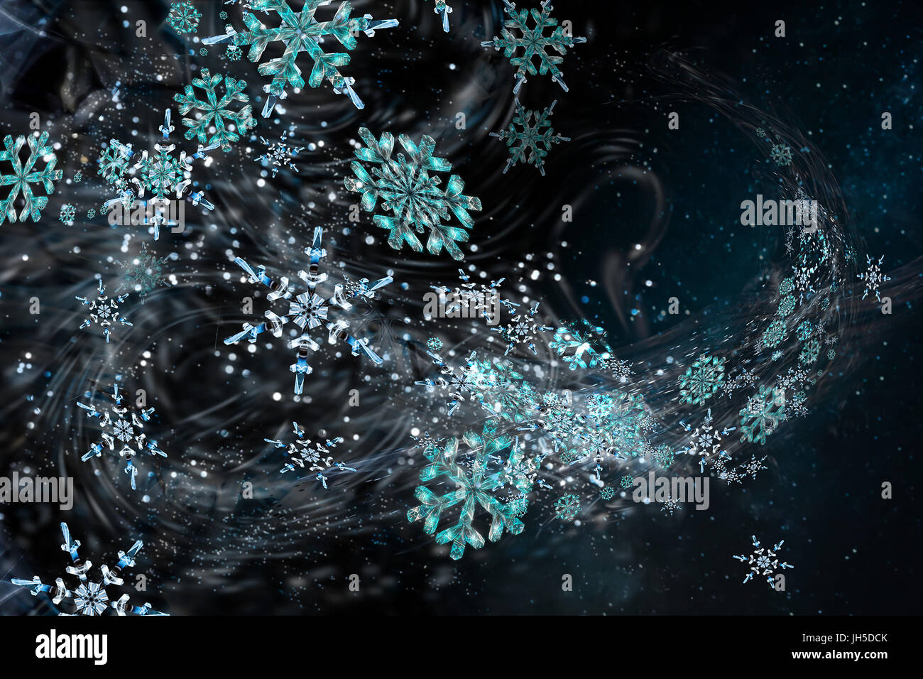 Illustration der Schneeflocken im Flug Stockfoto