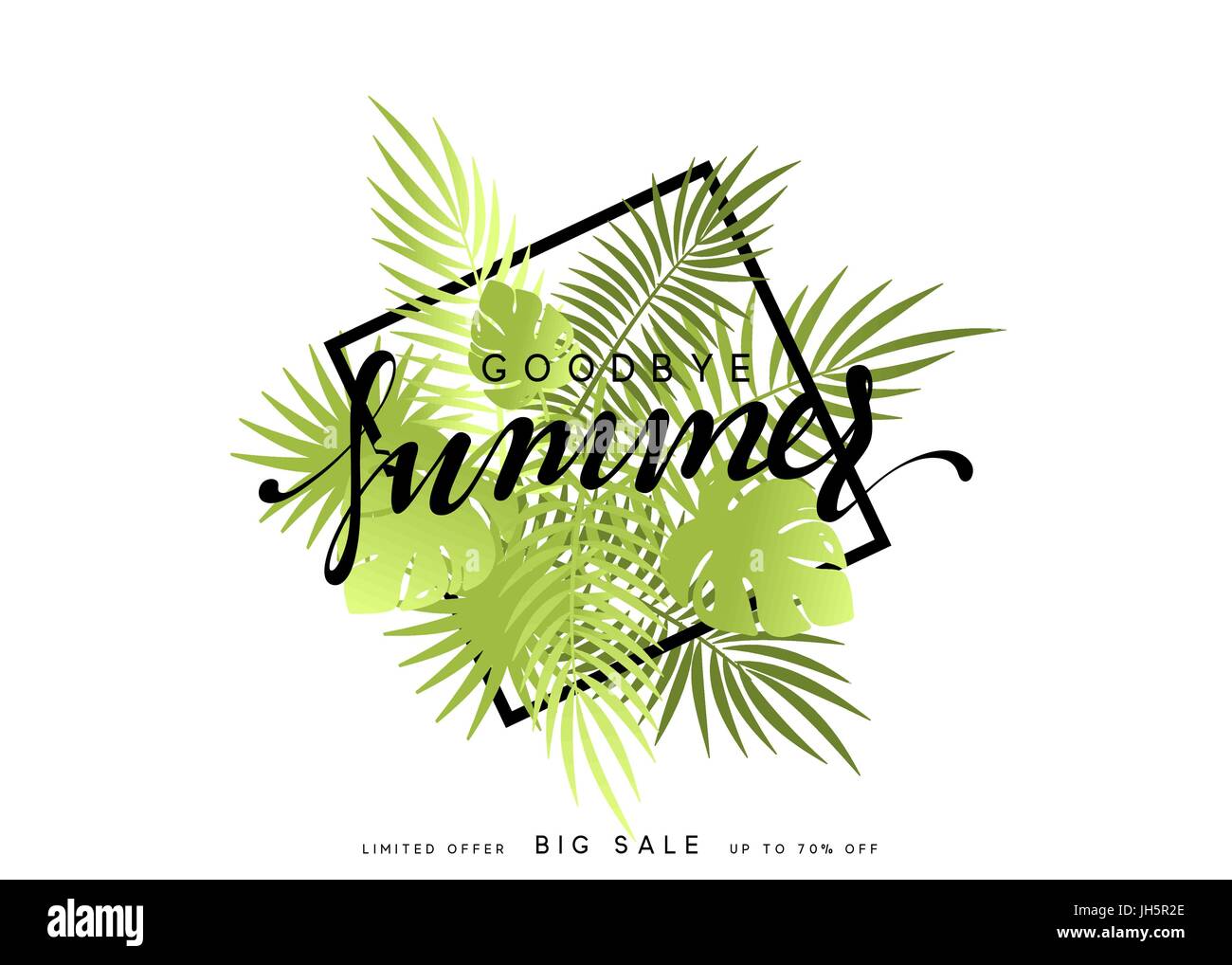 Auf Wiedersehen Sommer Banner tropischen Hintergrund. Stock Vektor