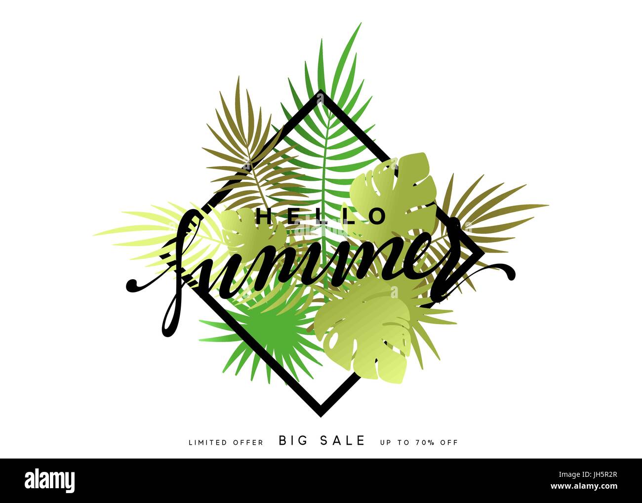 Hallo Sommer Banner tropischen Hintergrund. Stock Vektor