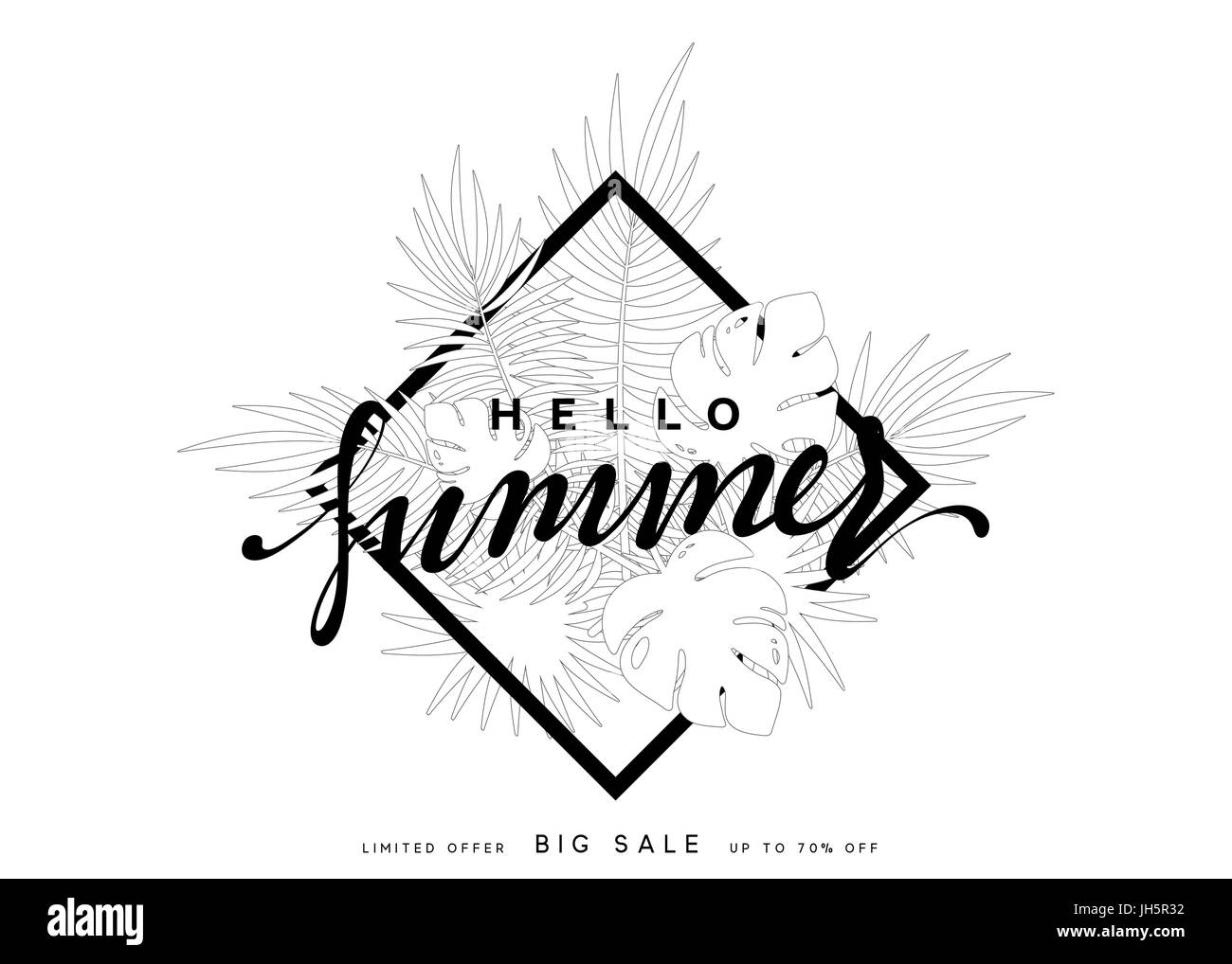 Hallo Sommer Banner tropischen Hintergrund. Stock Vektor