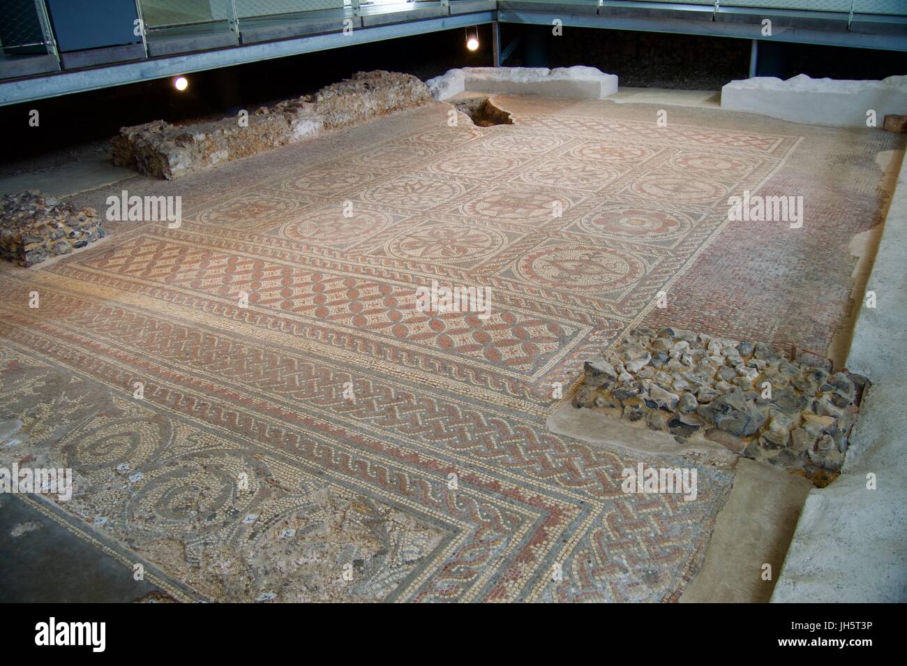 Römisches Mosaik, Verulamium Park, St Albans Stockfoto
